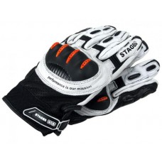 GUANTI IN PELLE STAGE6 CON PROTEZIONI , BIANCO / NERO, TAGLIA M