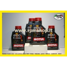 4 Lt Olio Motore Auto Motul 8100 X-cess 5W40 100% Synthetic - 4 litri 